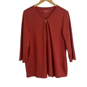 Soft Surroundings Nadia Zipper Tunic Orange Rust Modal Split Back Minimalist XL